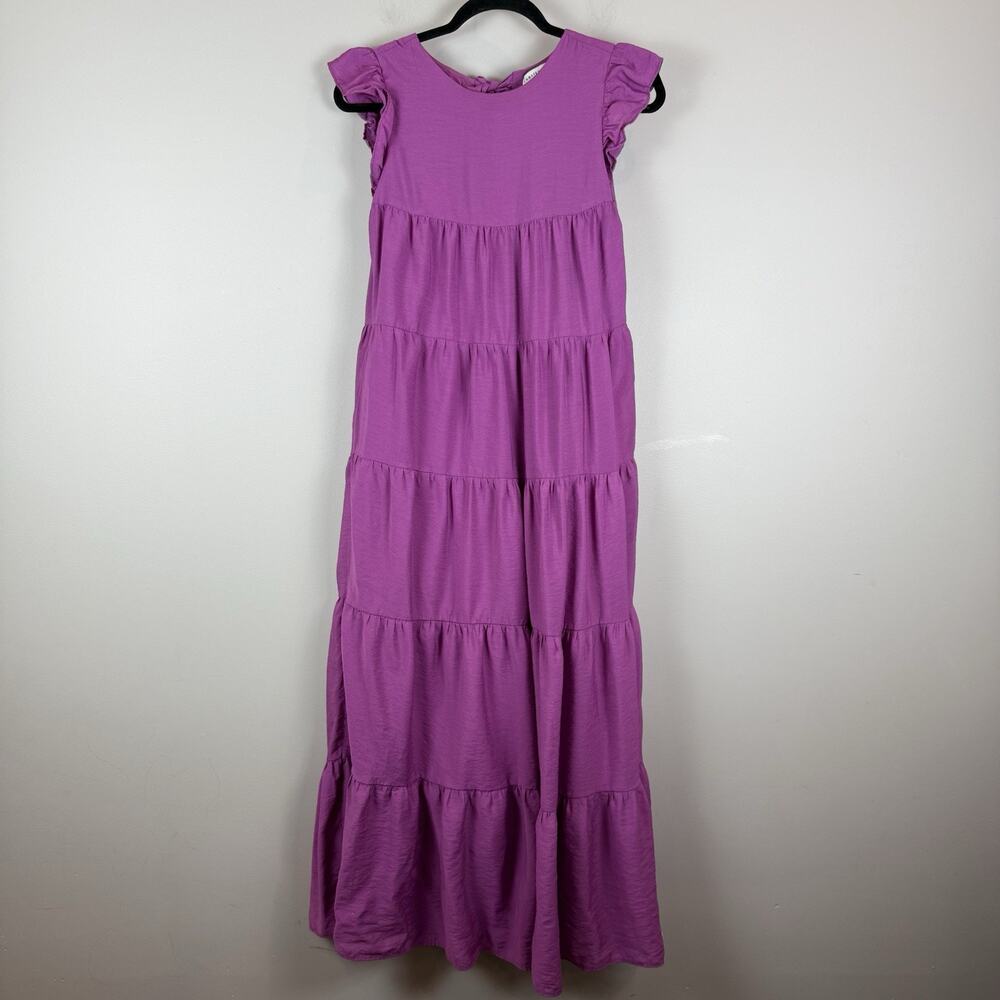 English Factory Maxi Tiered Dress XS‎ Pink Lined Pockets Cottagecore Bohemian